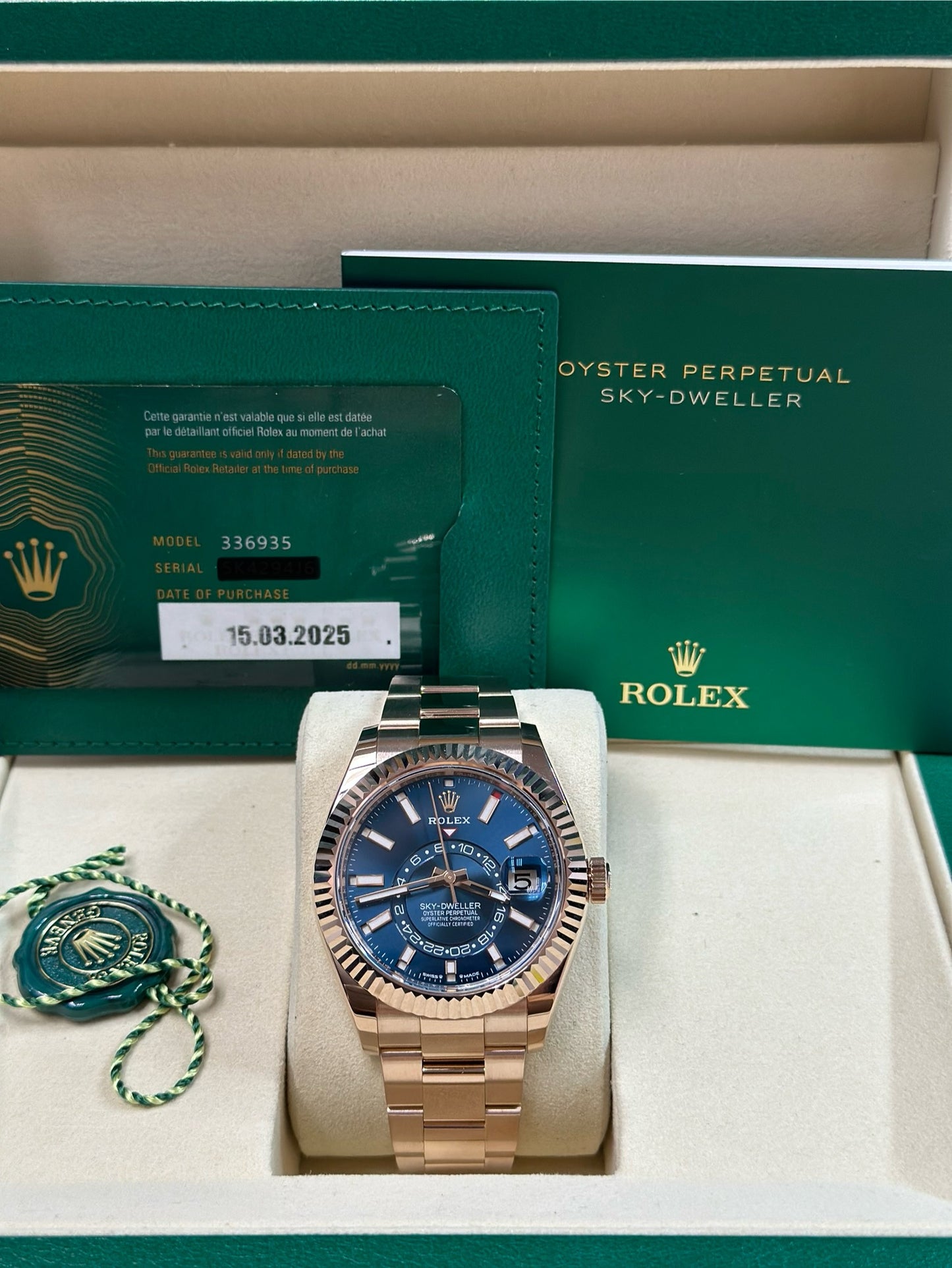 Rolex SkyDweller Blue Dial on Oyster 336935 Papers 2025