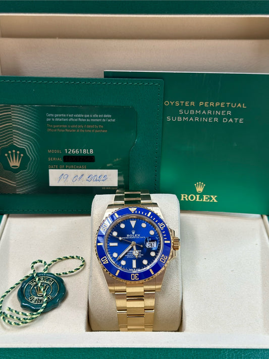 Rolex Submariner Blue Dial on Oyster 126618LB Papers 2022