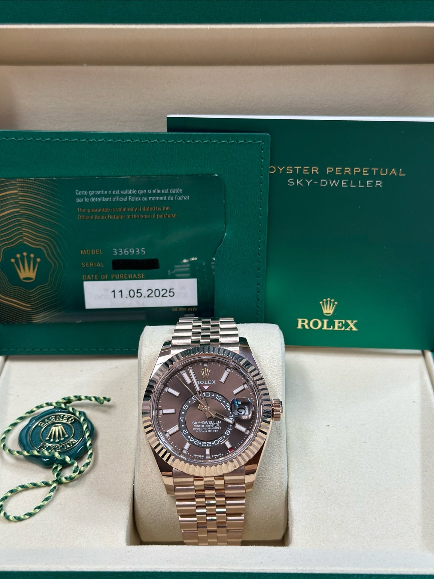 Rolex SkyDweller Chocolate Dial on Jubilee 336935 Card 2025