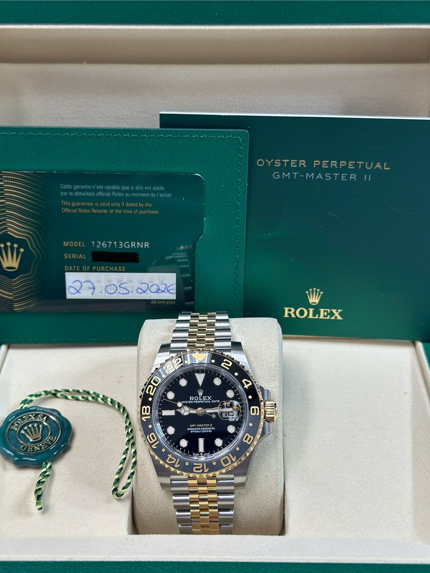 Rolex GMT-Master II Black Dial on Jubilee 126713GRNR Papers 2026