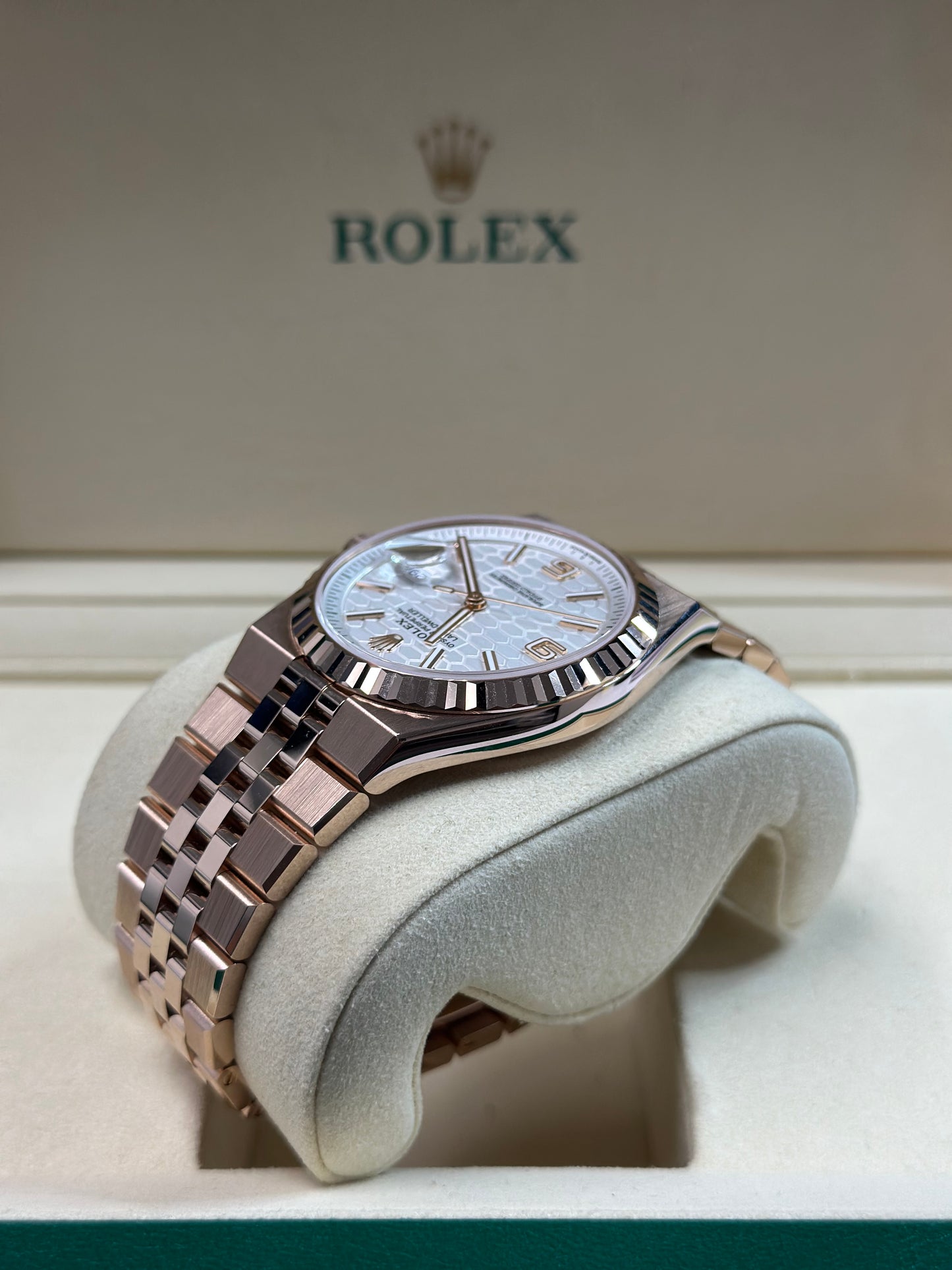 Rolex Land-Dweller 40 White Honeycomb Dial on Flat Jubilee 127335 Papers 2026