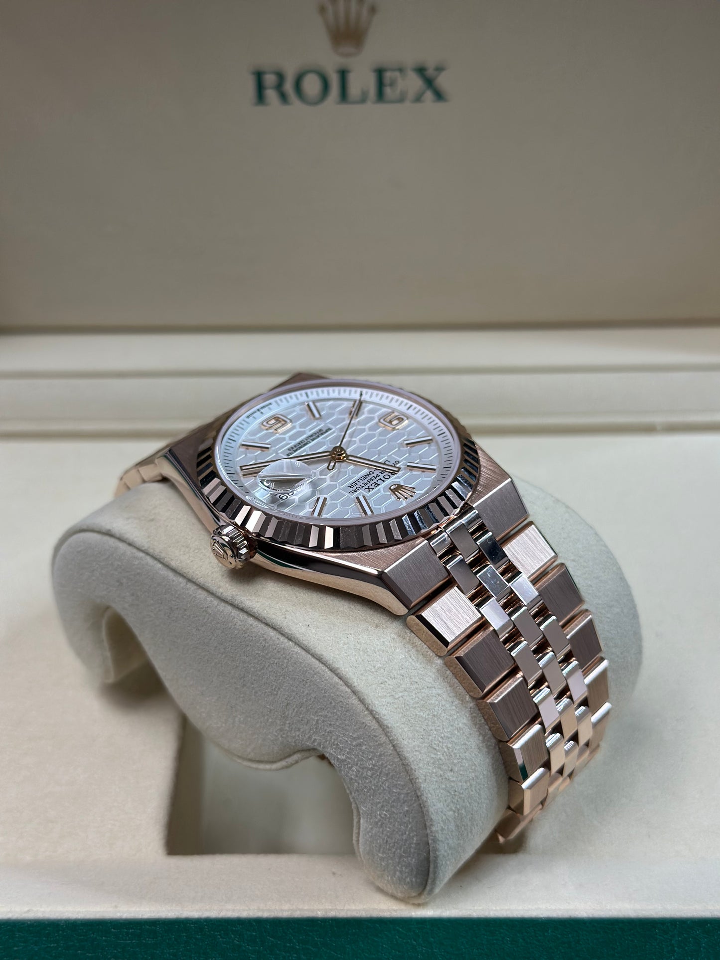 Rolex Land-Dweller 40 White Honeycomb Dial on Flat Jubilee 127335 Papers 2026