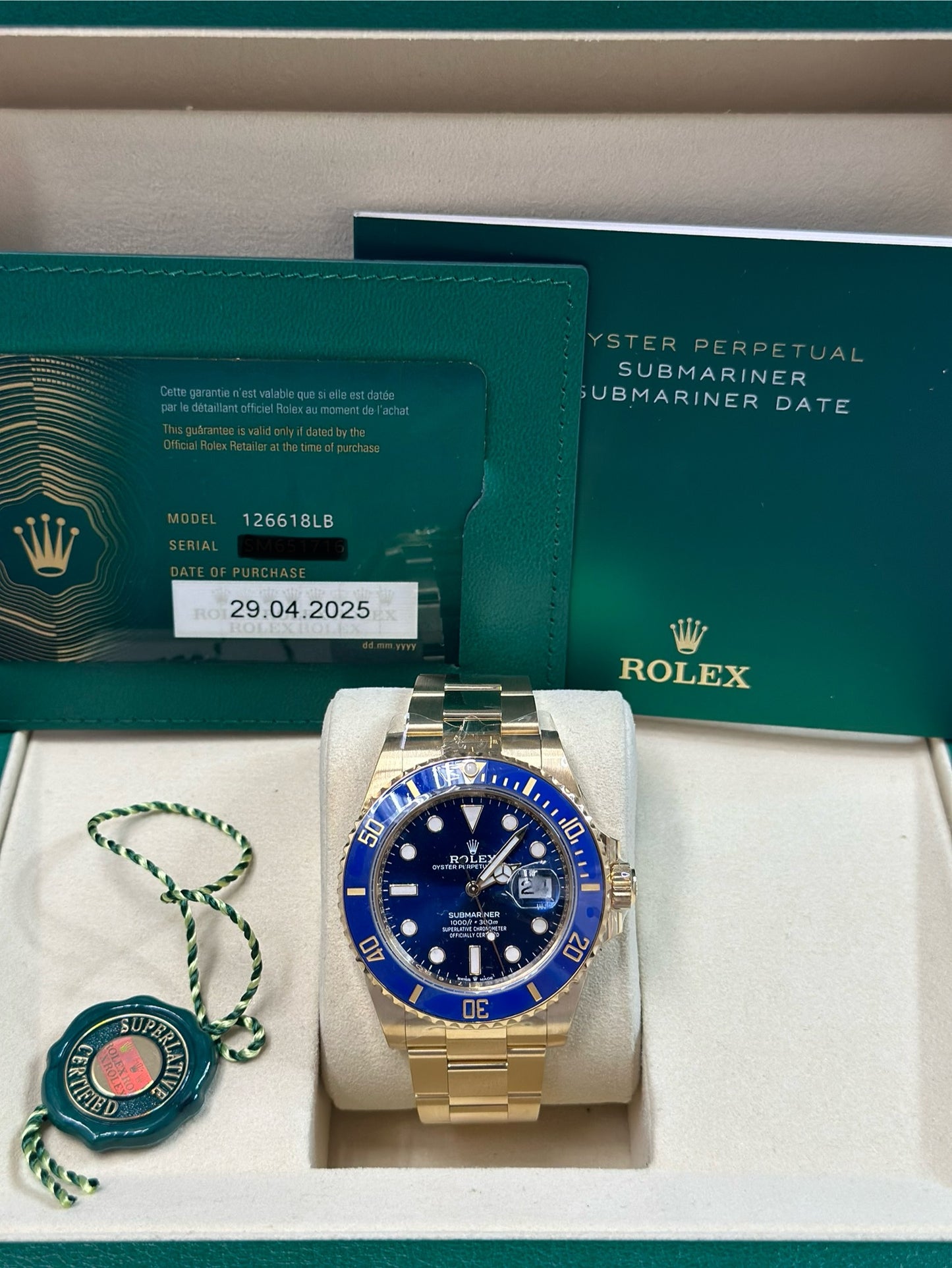 Rolex Submariner Blue Dial on Oyster 126618LB Papers 2025