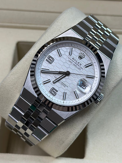 Rolex Land-Dweller 40 White Honeycomb Dial on Flat Jubilee 127334 Papers 2026