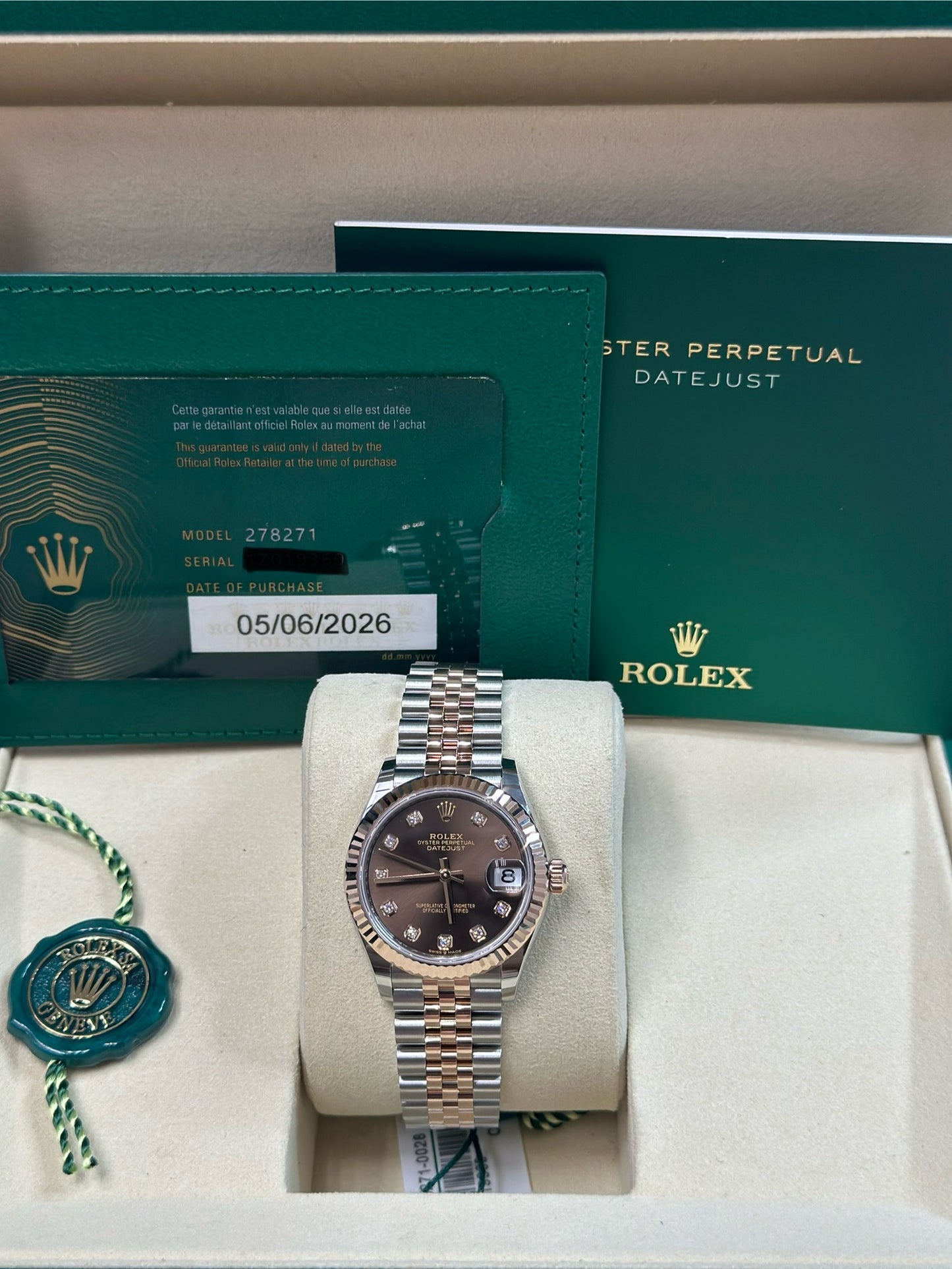 Rolex Datejust 31 Chocolate Diamond Dial on Jubilee 278271 Papers 2026