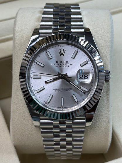 Rolex Datejust 41 Silver Index Dial on Jubilee 126334 Papers 2022
