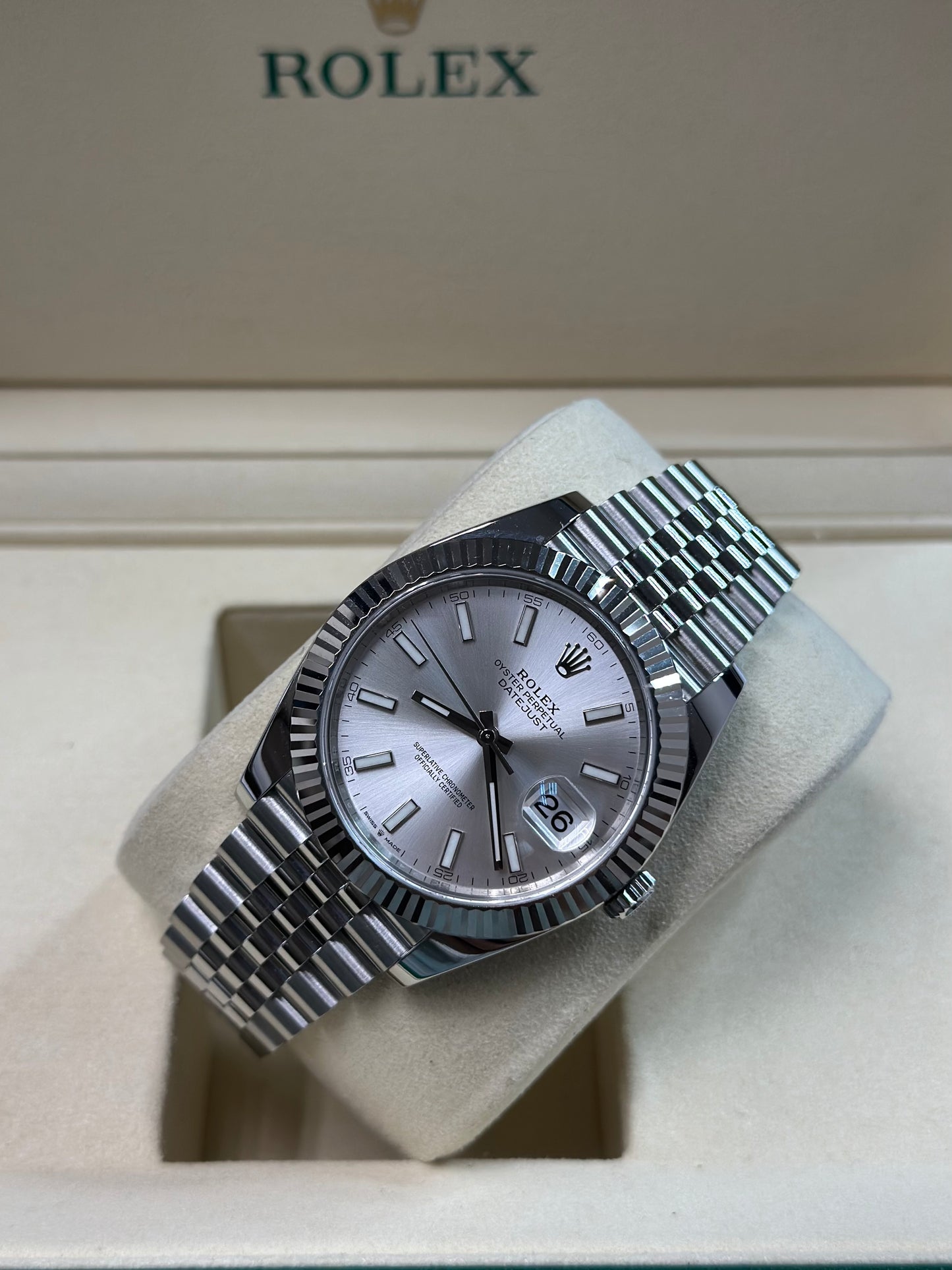 Rolex Datejust 41 Silver Index Dial on Jubilee 126334 Papers 2022