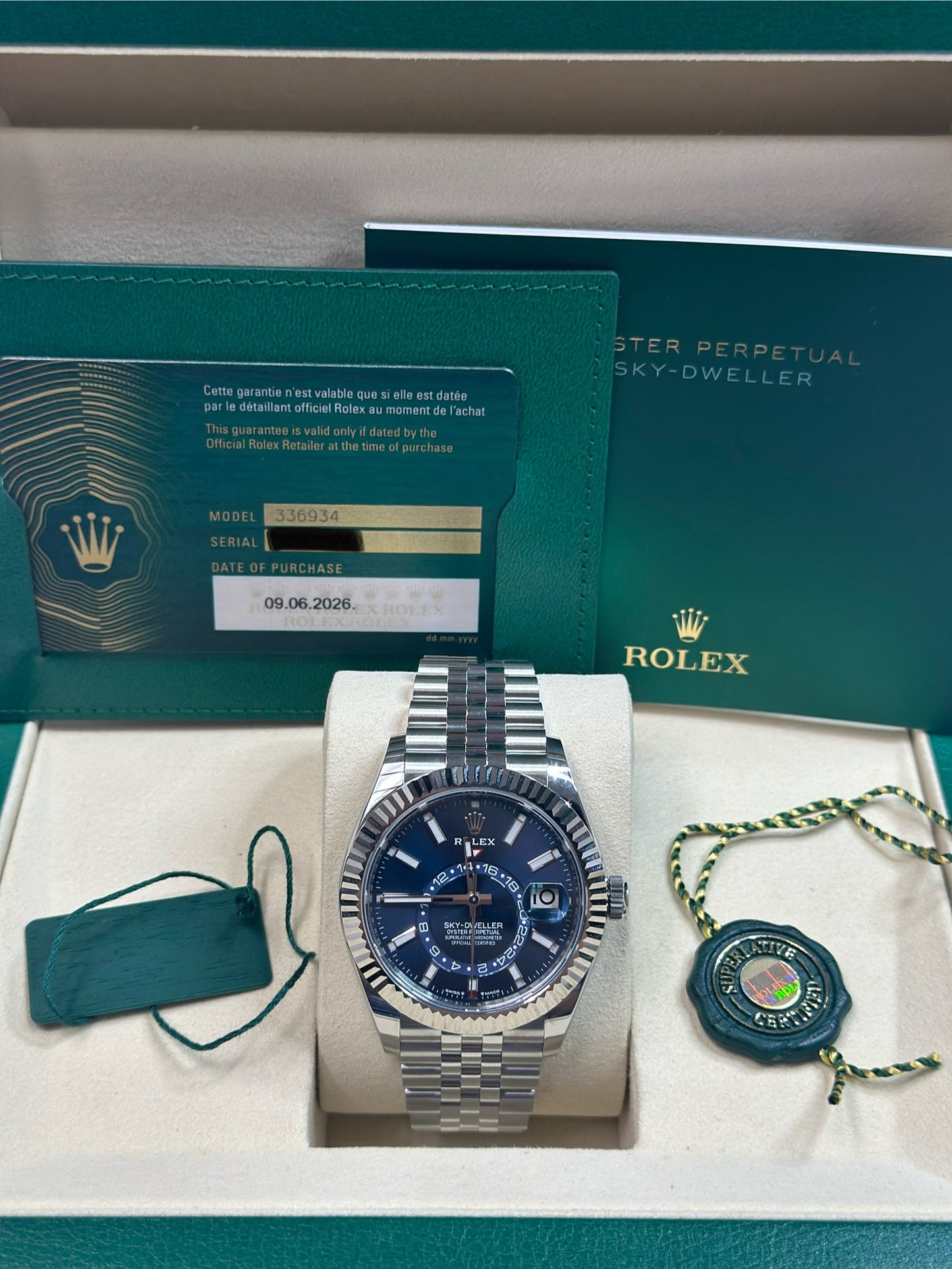 Rolex SkyDweller Blue Index Dial on Jubilee 336934 Papers 2026