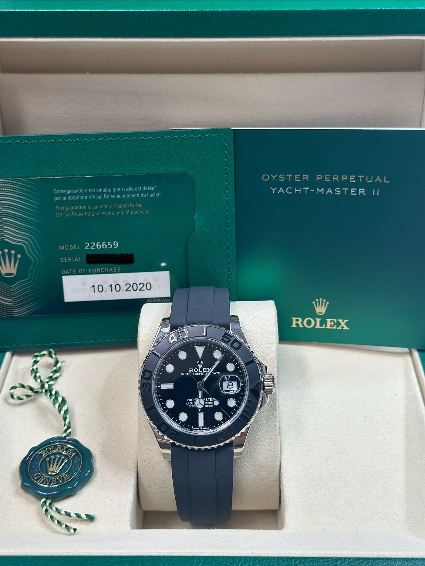 Rolex Yacht-Master 42 Black Dial on Oysterflex 226659 Papers 2020