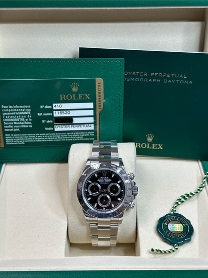 Rolex Daytona Black Dial on Oyster 116520 Papers 2010