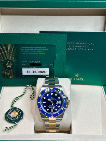 Rolex Submariner Blue Dial on Oyster 126613LB Papers 2025