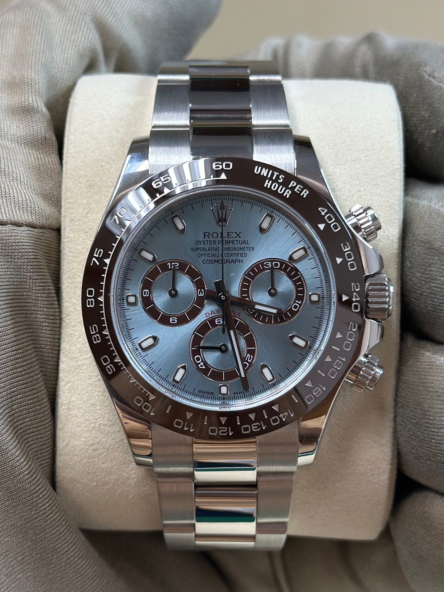 Rolex Daytona Ice Blue Index Dial on Oysterlock 116506 Papers 2016