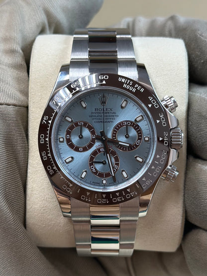 Rolex Daytona Ice Blue Index Dial on Oysterlock 116506 Papers 2016