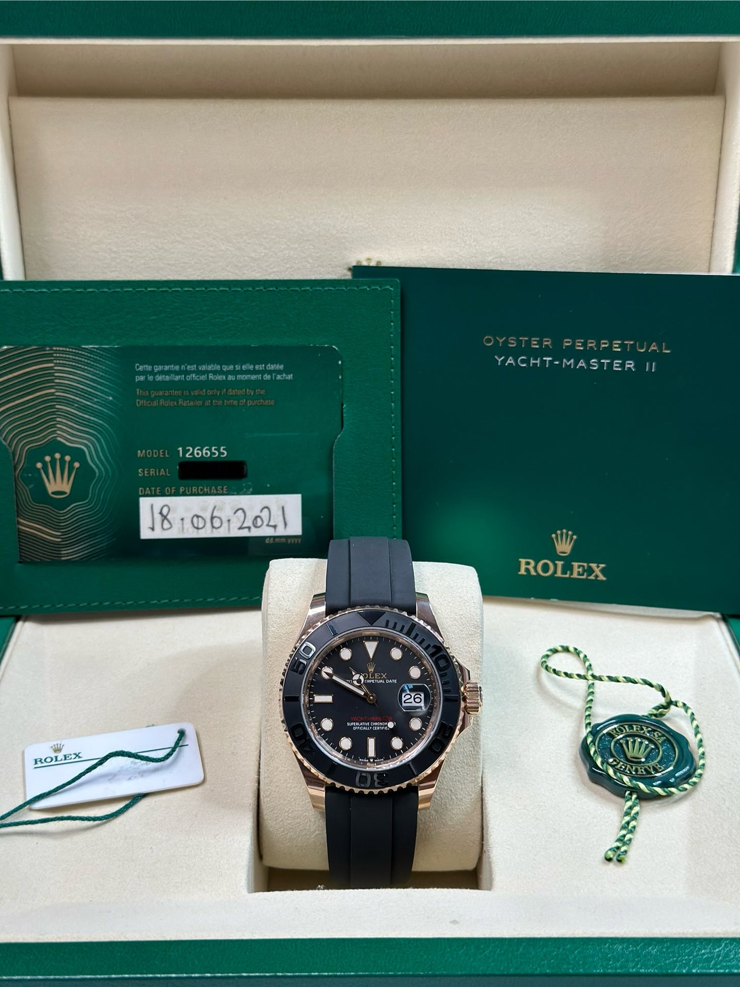 Rolex Yacht-Master Black Dial on Oysterflex 126655 Papers 2021