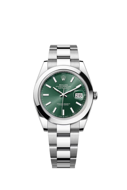 Rolex Datejust 41 Mint Green Index Dial on Oyster 126300 Papers 2026