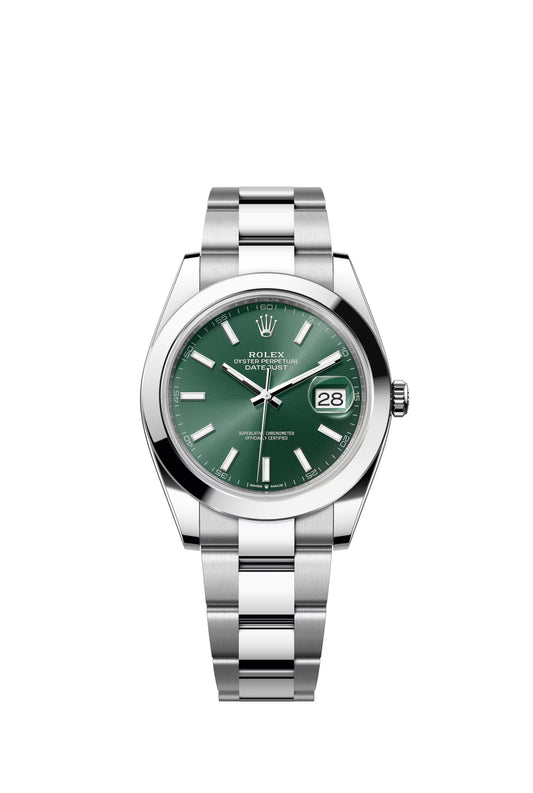 Rolex Datejust 41 Mint Green Index Dial on Oyster 126300 Papers 2026