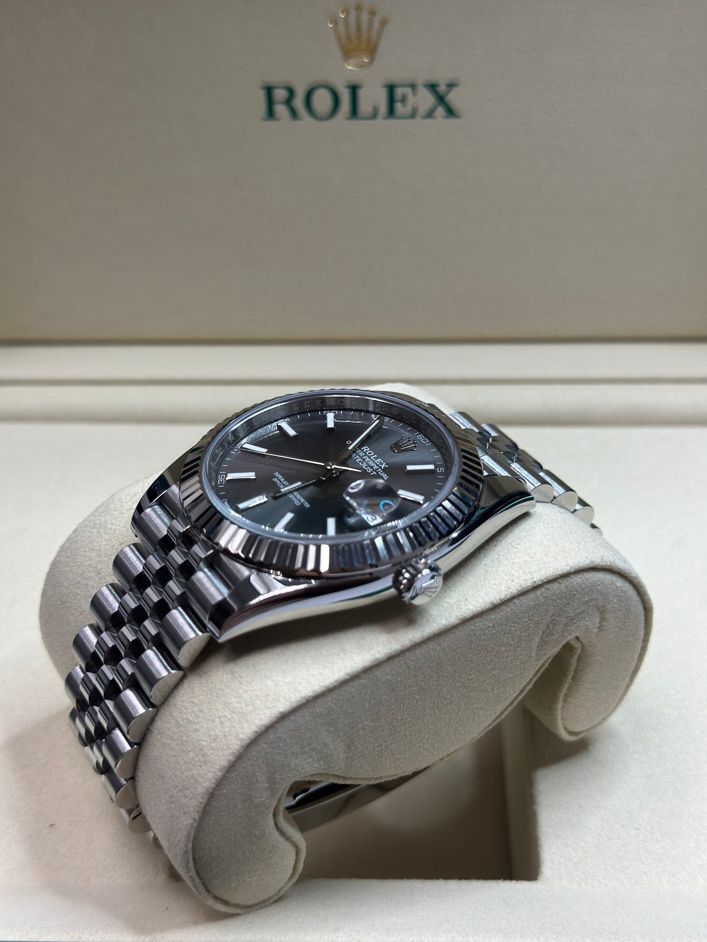 Rolex Datejust 41 Dark Rhodium Index Dial on Jubilee 126334 Papers 2025