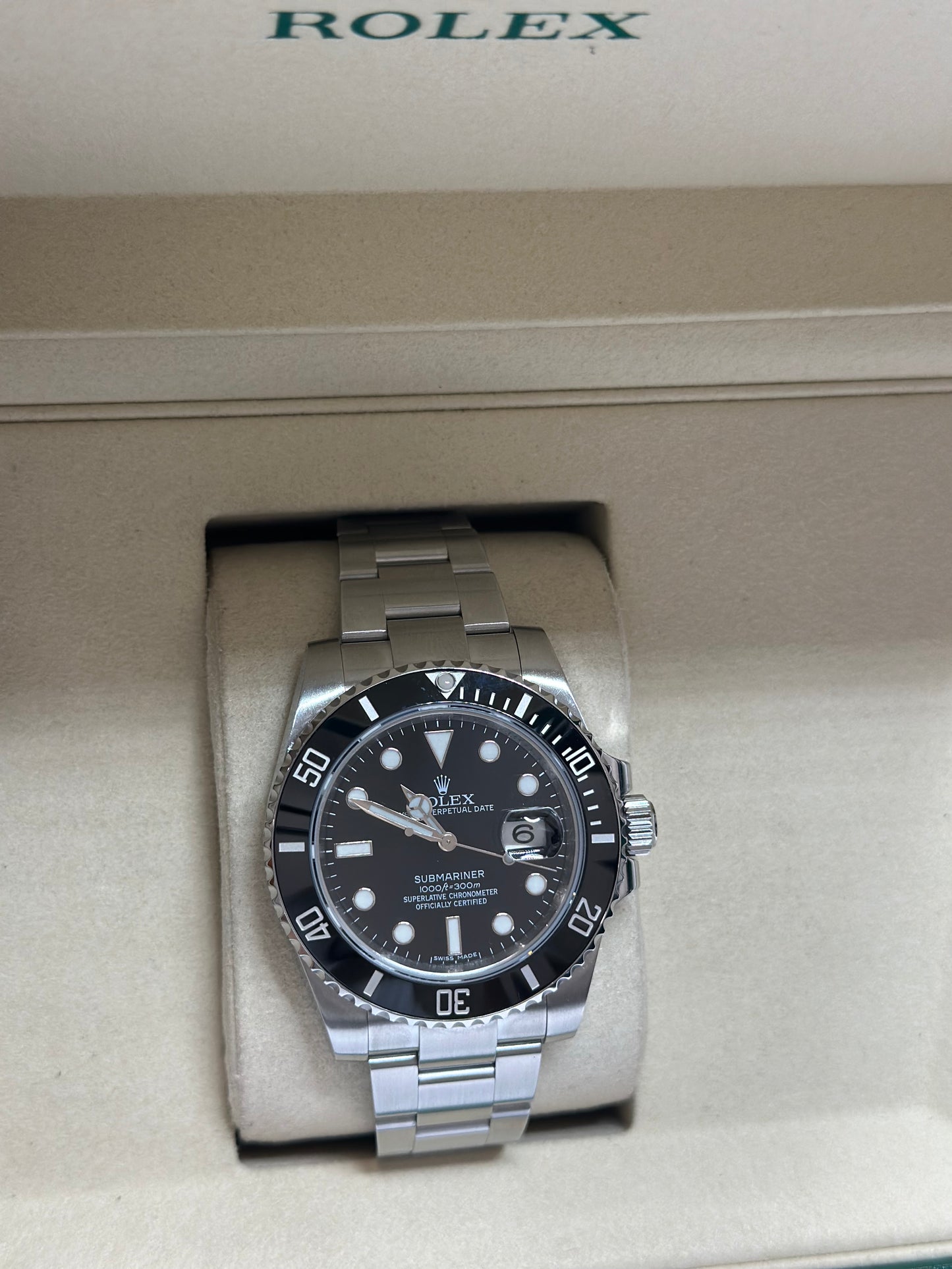 Rolex Submariner Black Dial on Oyster 116610LN Papers 2015
