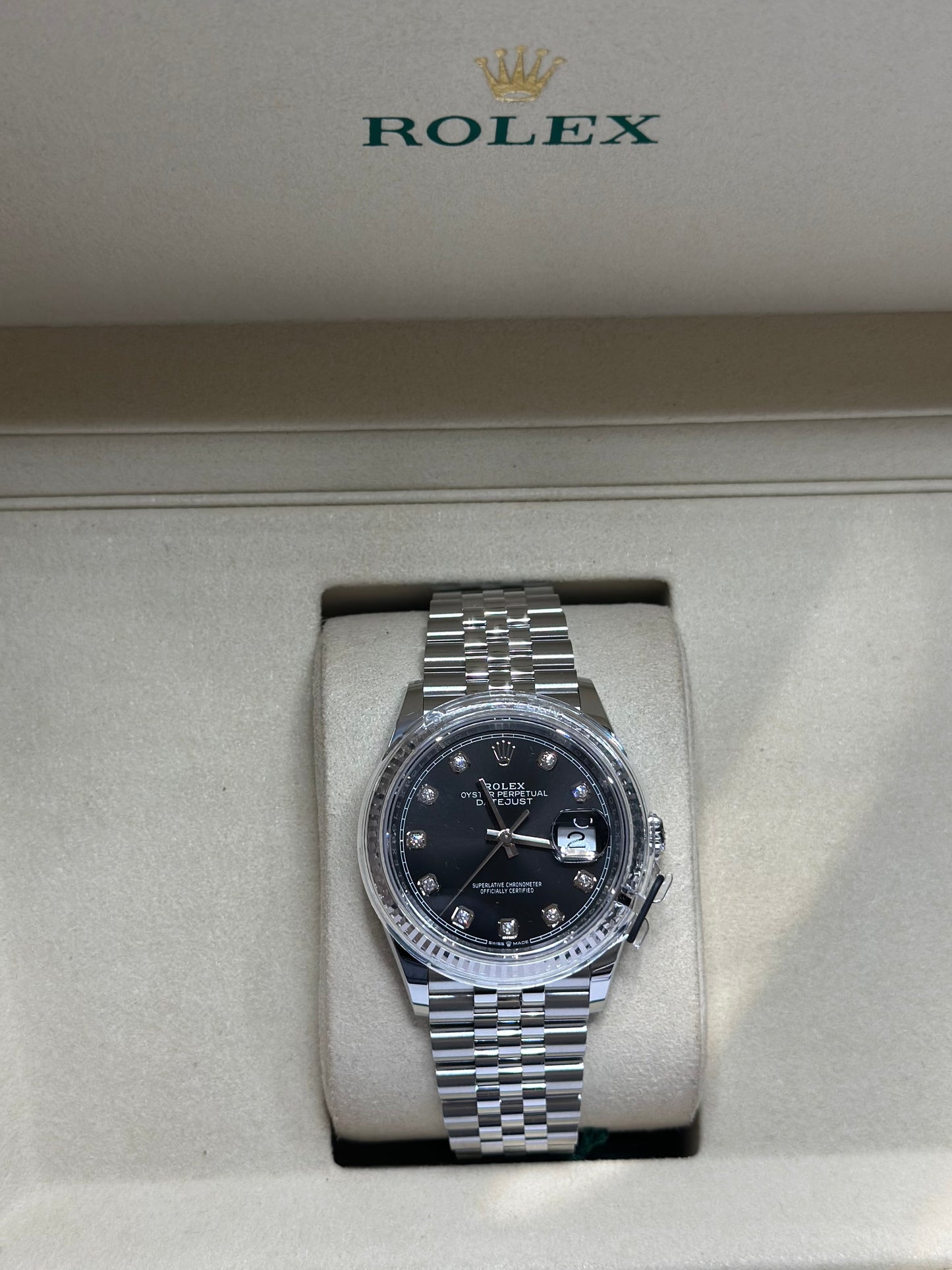 Rolex Datejust 36 Black Diamond Dial on Jubilee 126234 Papers 2025