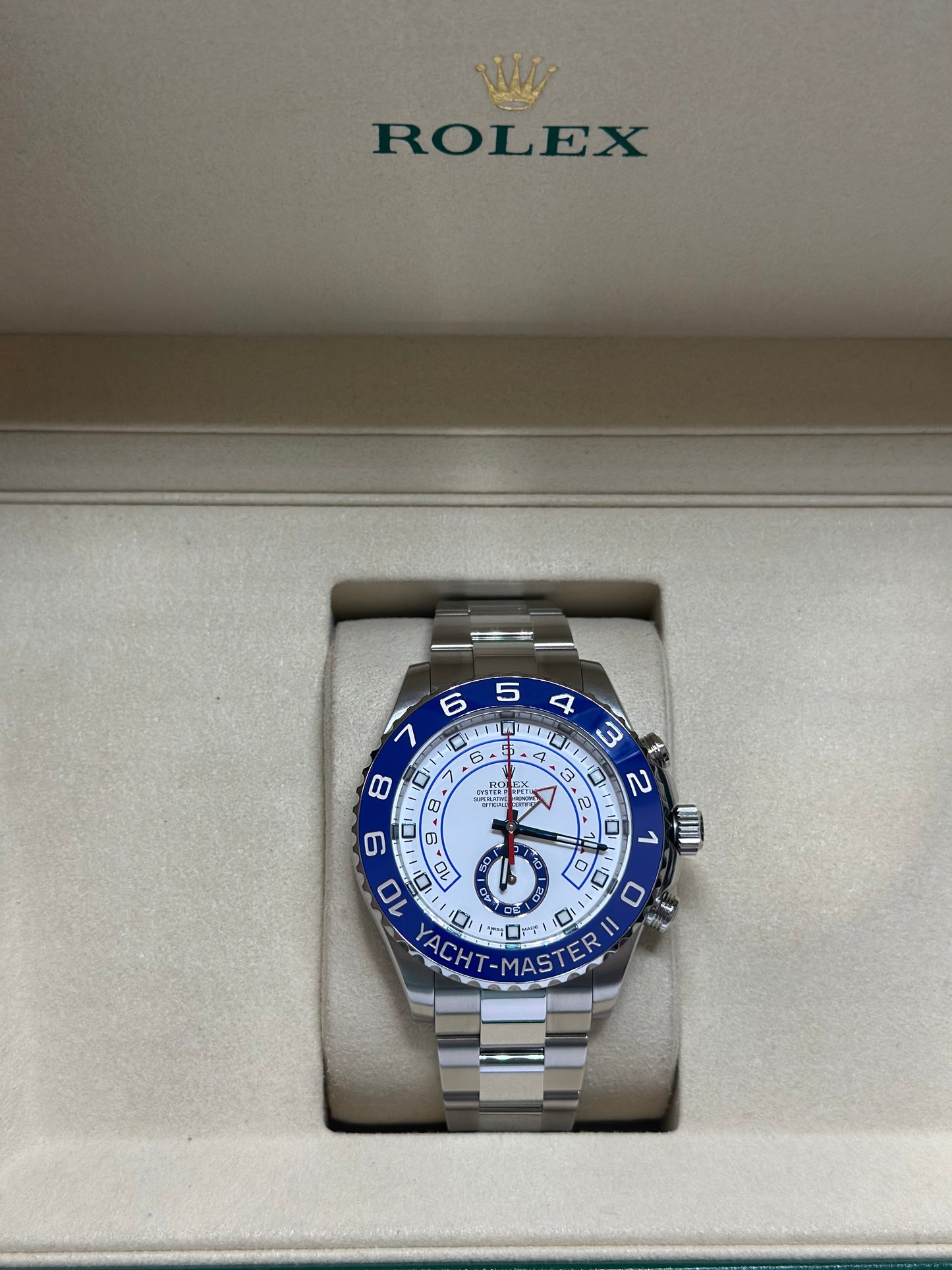 Rolex Yacht-Master II Matt White Dial on Oyster 116680 Card 2017