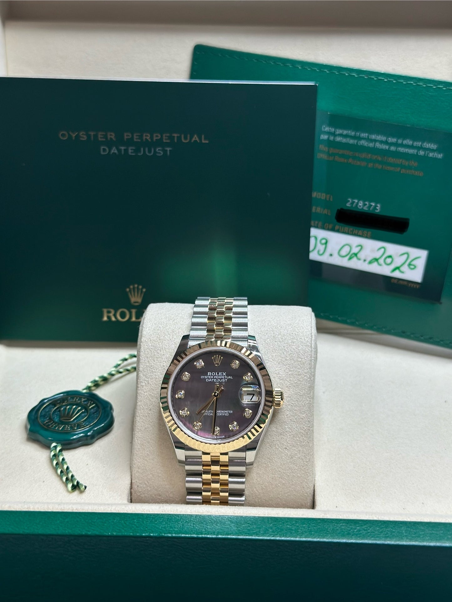 Rolex Datejust 31 Dark Mother-Of-Pearl Diamond Dial on Jubilee 278273 Complete 2026