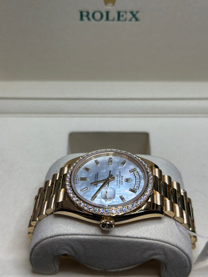 Rolex Day-Date 40 White Mother-Of-Pearl Dial on President 228348RBR Papers 2025
