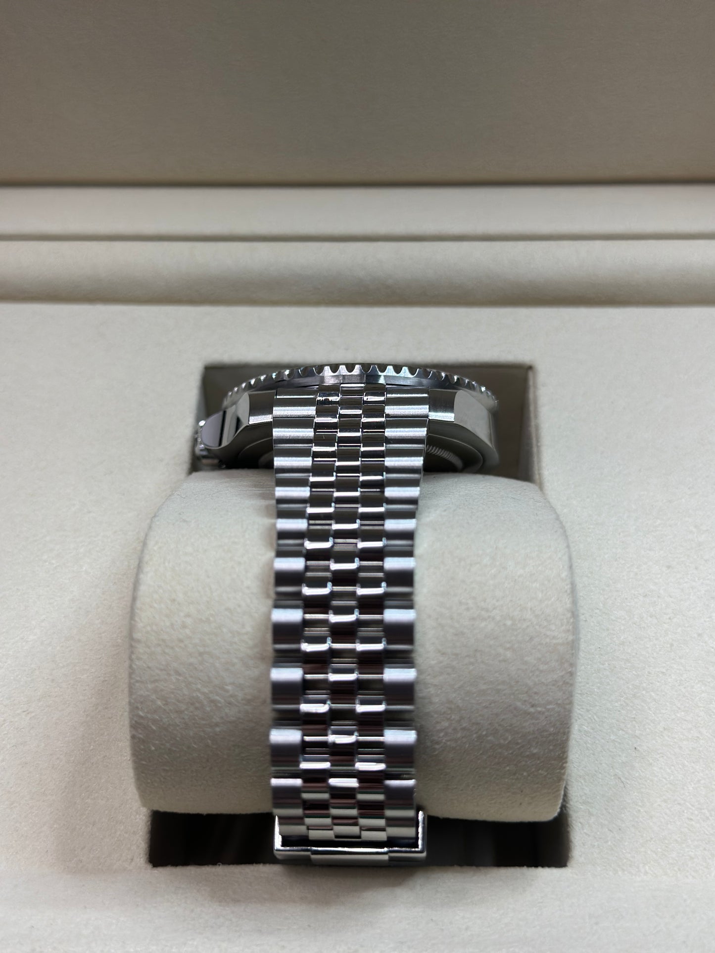 Rolex GMT-Master II Pepsi Black Dial on Jubilee 126710BLRO Papers 2023