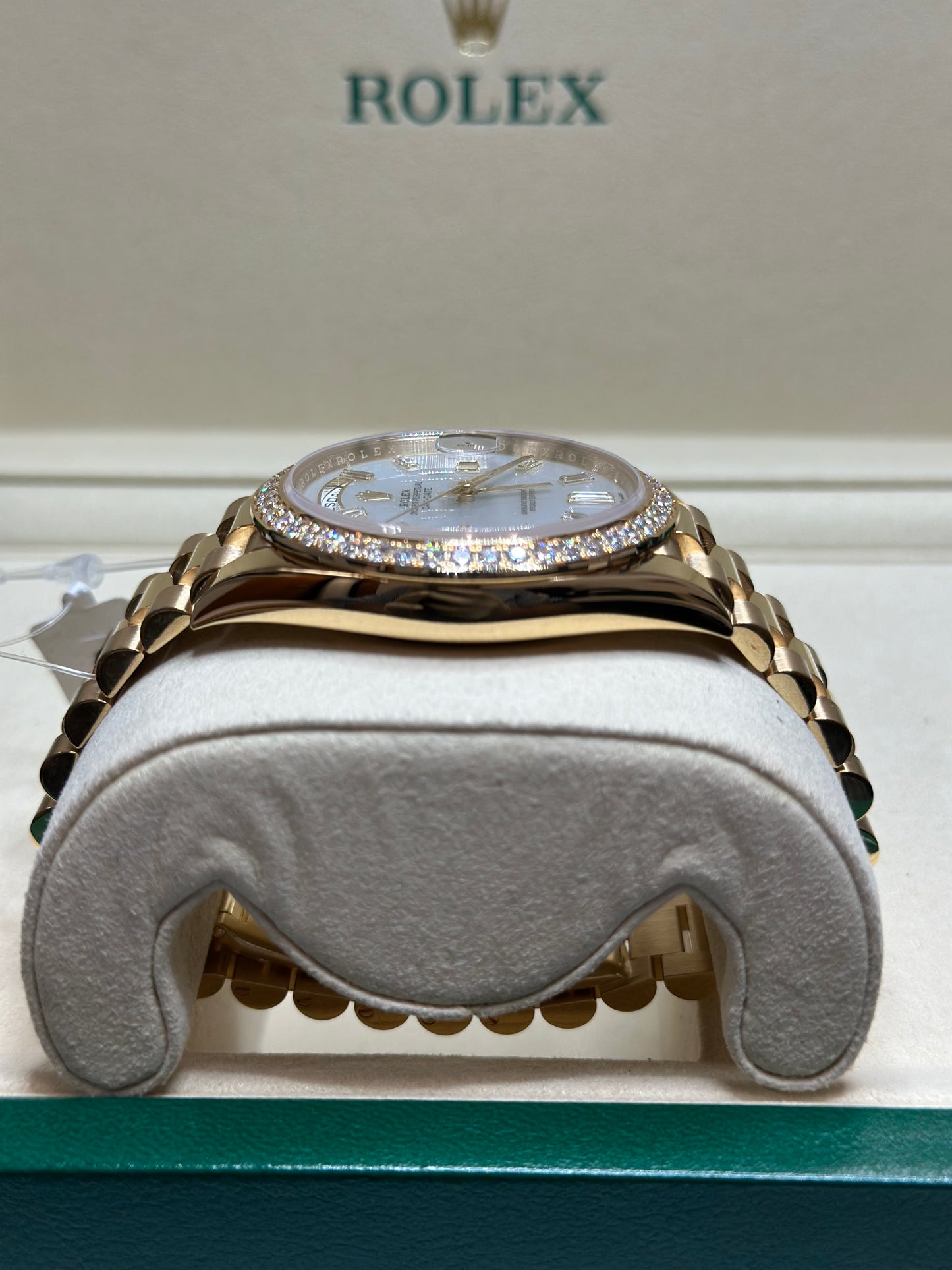 Rolex Day-Date 40 White Mother-Of-Pearl Dial on President 228348RBR Papers 2025