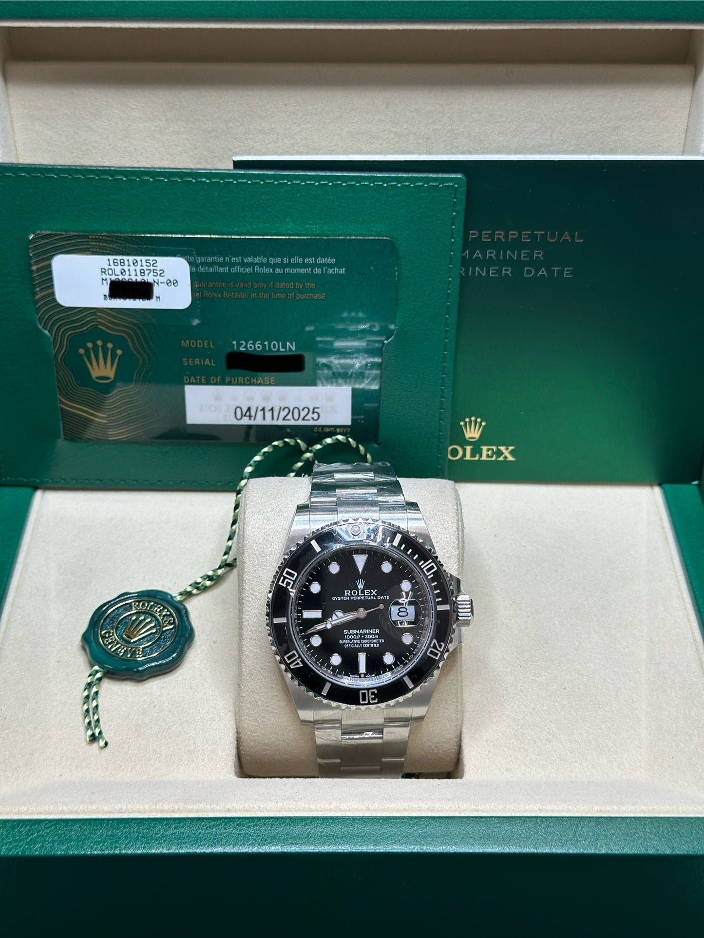 Rolex Submariner Black Dial on Oyster 126610LN Papers 2025