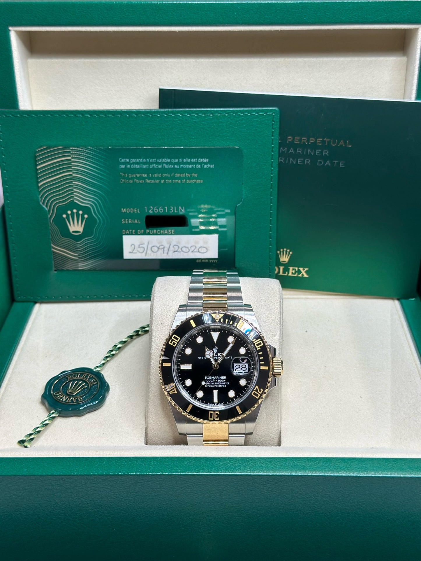 Rolex Submariner Black Dial on Oyster 126613LN Card 2020