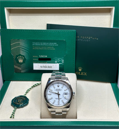 Rolex Datejust 41 White Index Dial on Oyster 126334 Complete 2022