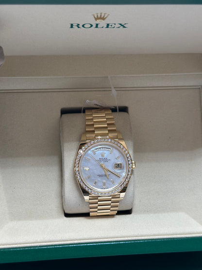 Rolex Day-Date 40 White Mother-Of-Pearl Dial on President 228348RBR Papers 2025