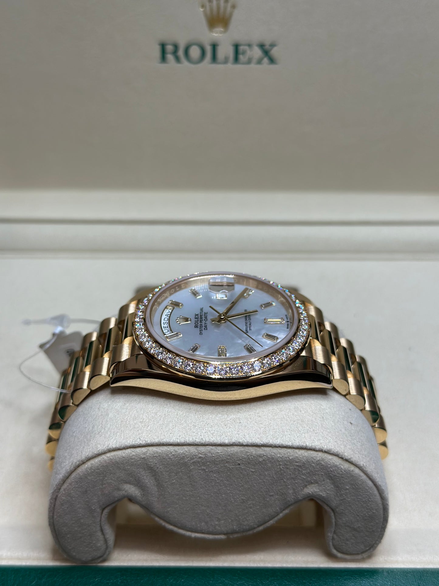 Rolex Day-Date 40 White Mother-Of-Pearl Dial on President 228348RBR Papers 2025