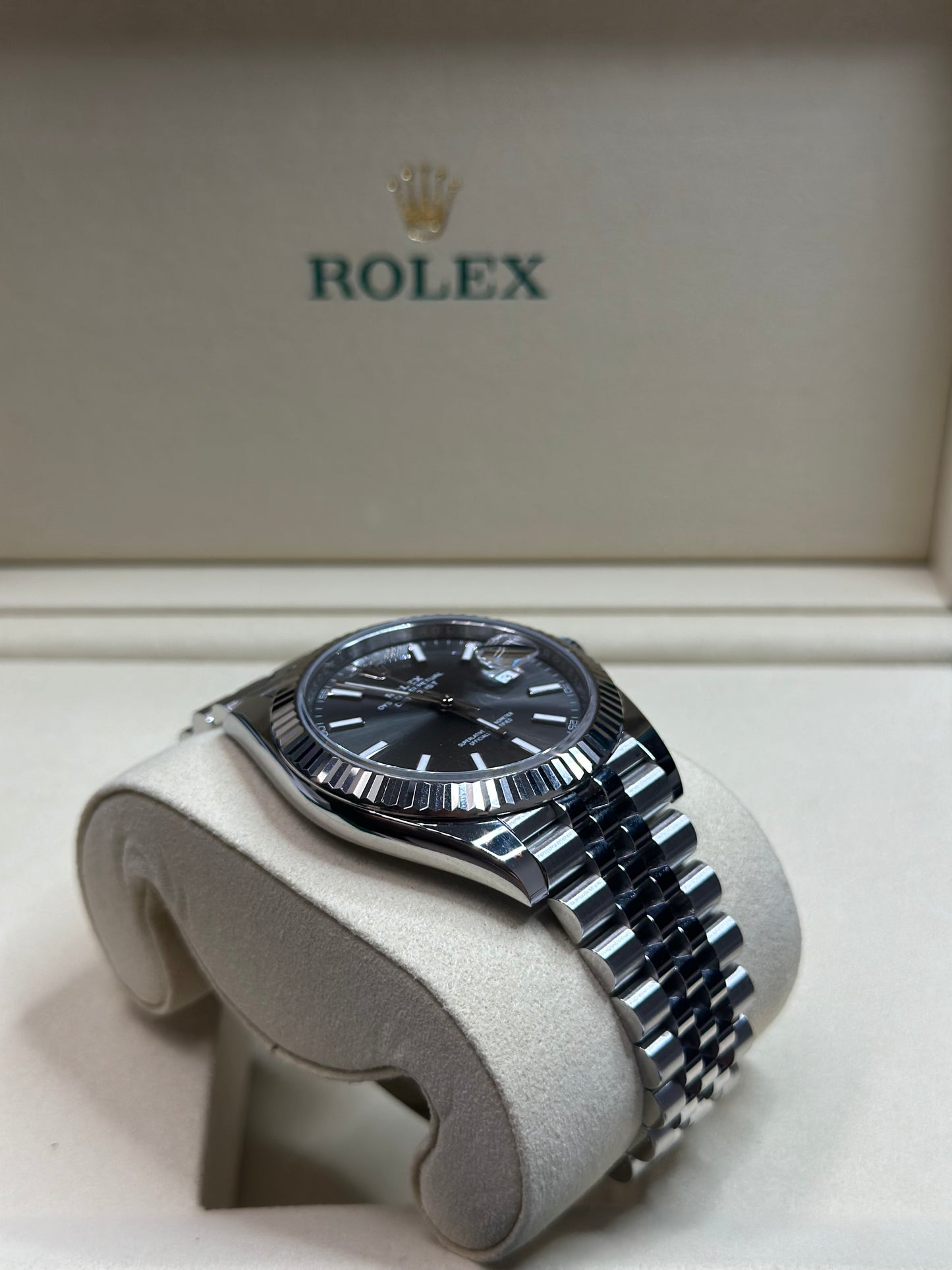 Rolex Datejust 41 Dark Rhodium Index Dial on Jubilee 126334 Papers 2025