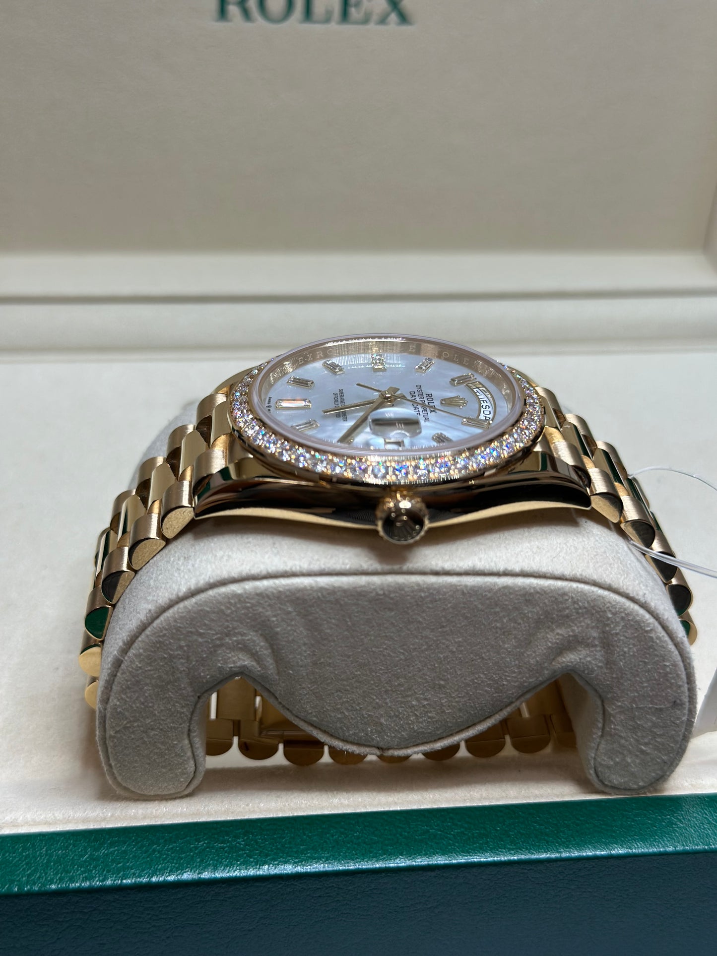 Rolex Day-Date 40 White Mother-Of-Pearl Dial on President 228348RBR Papers 2025