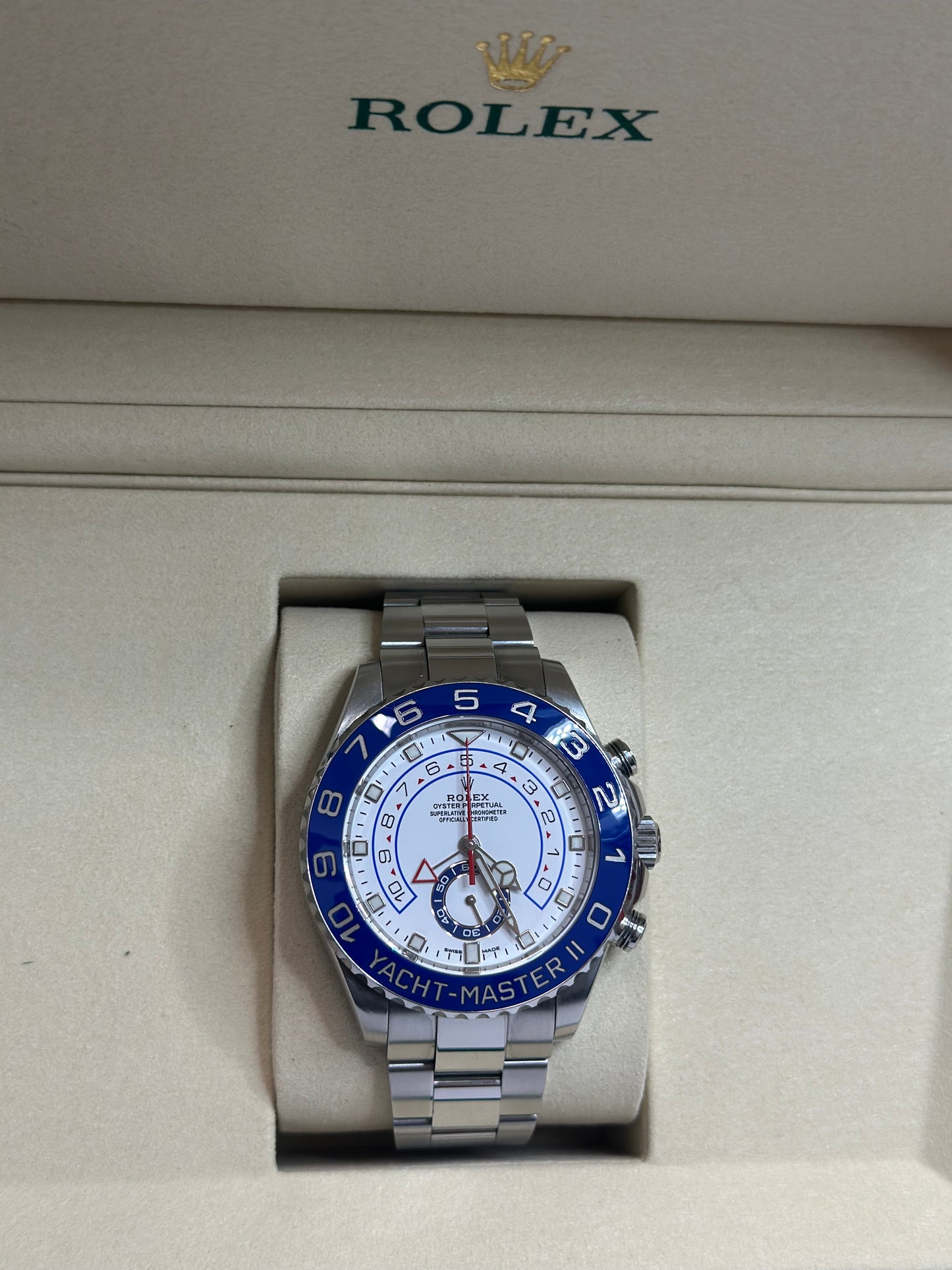 Rolex Yacht-Master II Matt White Dial on Oyster 116680 Papers 2020